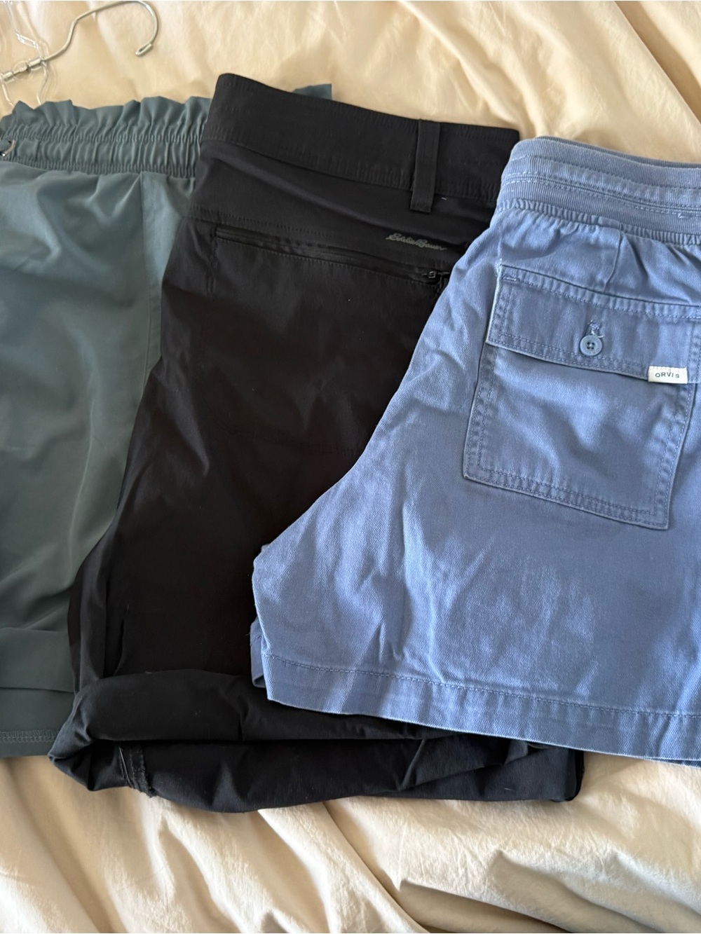 Eddie Bauer Black, Light Blue & Sage Green Women’s Shorts Trio